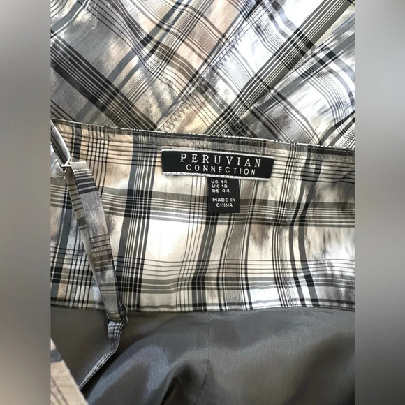 Peruvian Connection check plaid Brigitte Slip a-line lined dress 14 plus XL - Picture 8 of 10